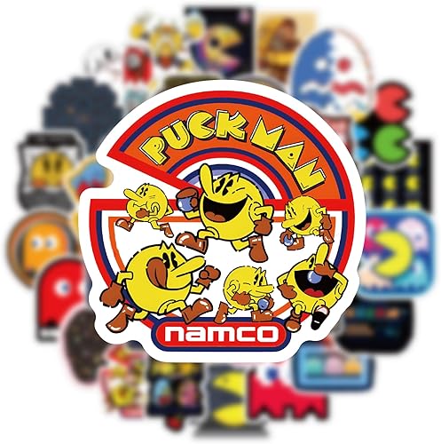 Miniatura 3 de Pacman - 60 calcomanías impermeables de dibujos animados para niños, niñas, adolescentes, adultos, para cumpleaños, fiesta de Halloween, suministros