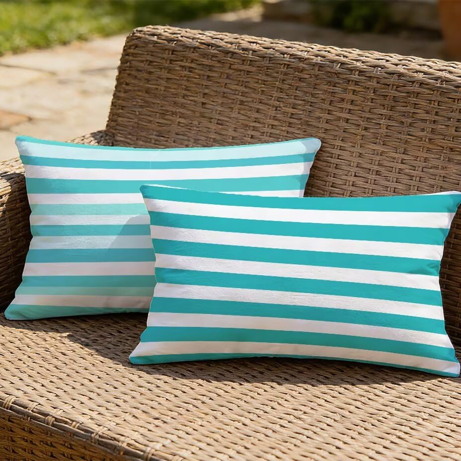 Coussin de jardin 40x70 bleu en lin haut de gamme imperméable pour canapé de patio