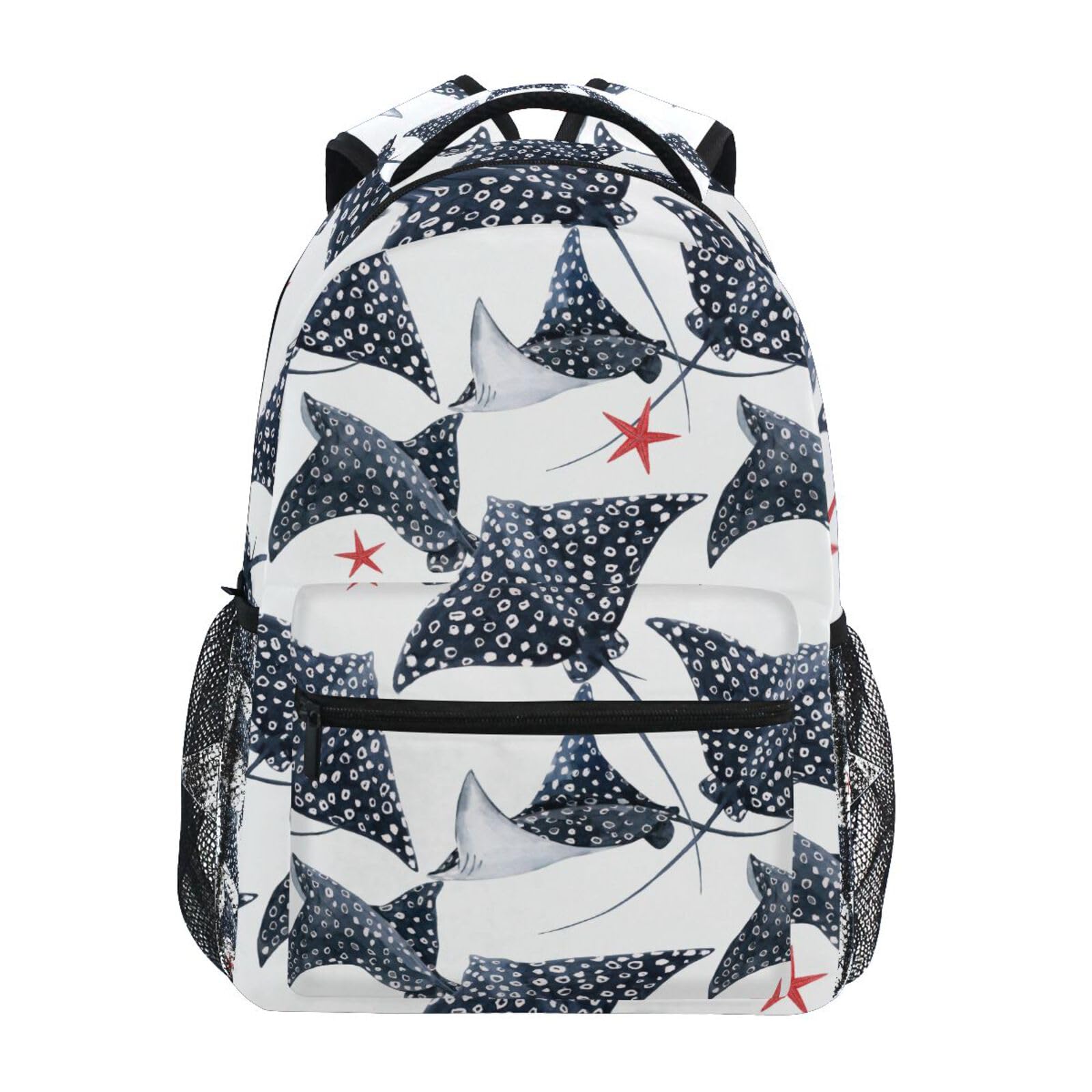 Krafig Watercolor Stingray Fish Pattern Boys Girls Kids School Backpacks Bookbag, School Bag Travel Backpack Daypack