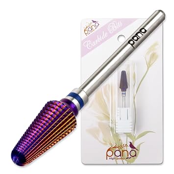 PANA 3/32" Purple Tornado Carbide Nail Drill Bit for Acrylics, Nail Extension, Gel Polish Removal Nail Salon Manicure Pedicure Electric File Tools Medium - M