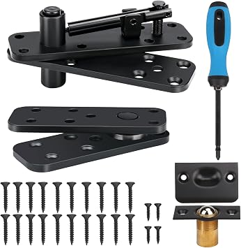 Stainless Steel Hidden Door Hinge, Pivot Hinge, Up to 570Lbs Load-Bearing, Hidden Door Bookcase Hinge, Heavy Duty Swinging Door Hinge 360 Rotation for Secret Door or Concealed Door