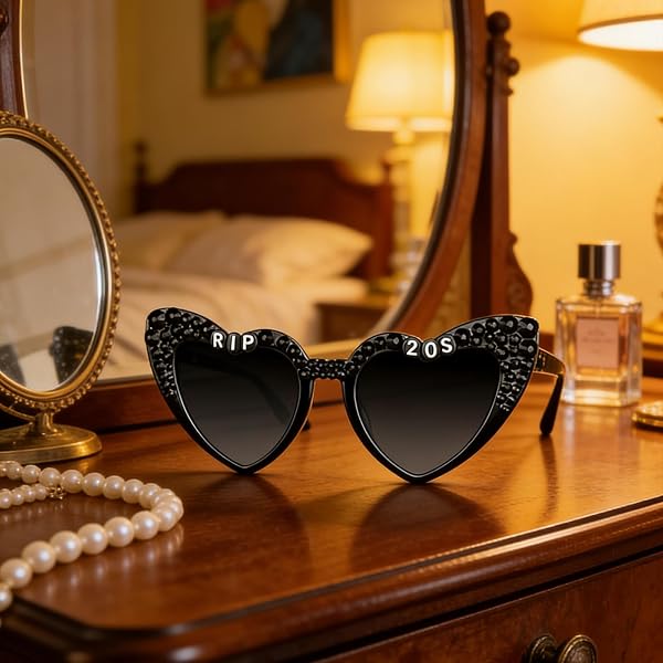 30th Birthday Glasses, Heart Shaped Sunglasses, Funny Rip 20s Birthday Decorations, Novelty Party Gifts And Photo Props Decorations - 5
