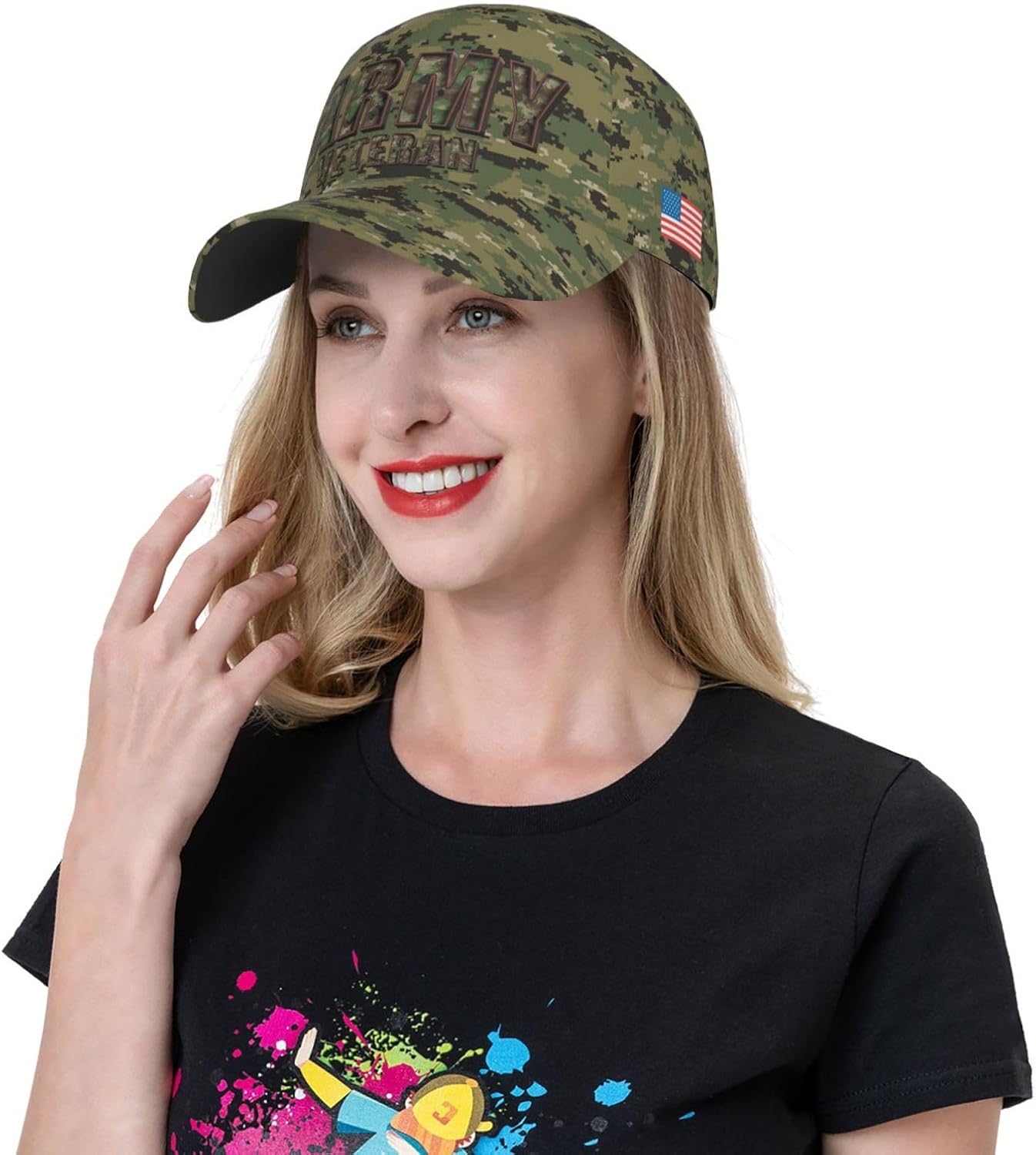 Army Veteran Camo Hat for Men with USA Flag Comfortable Adjustable Baseball Cap Best Gifts for Veterans Dad Uncle Grandpa - Image 8