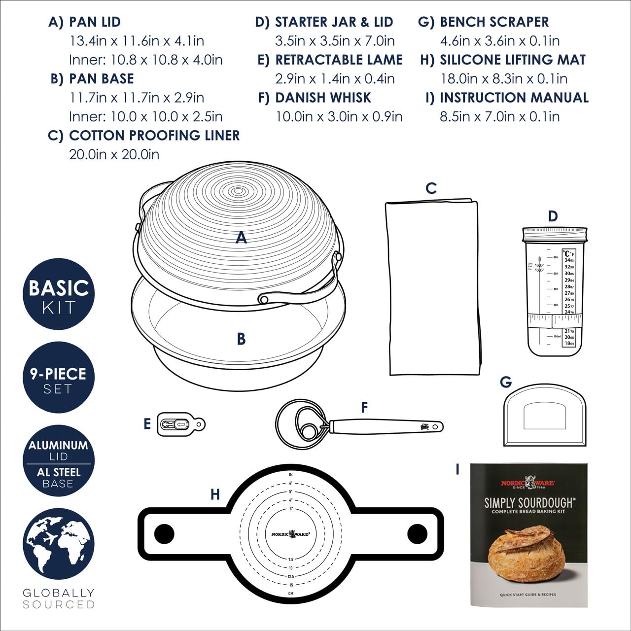 Nordic Ware Simply Sourdough Sauerteig-Backset, 9-teiliges Starter-Set