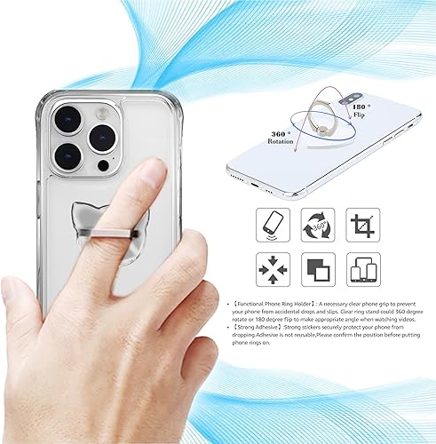 Miniatura 10 de SKYPIA Soporte transparente para anillo de dedo, paquete de 4 soportes para teléfono celular, soporte de agarre de dedo con soporte de 360 para