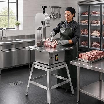 Commercial Bandsaw Machine, 2500W 110V Electric Meat Cutter Machine with Sharp Detachable Blade, Meat Cutter Machine with 0.04-9.8 Inch Cutting Thickness, for Bones, meat
