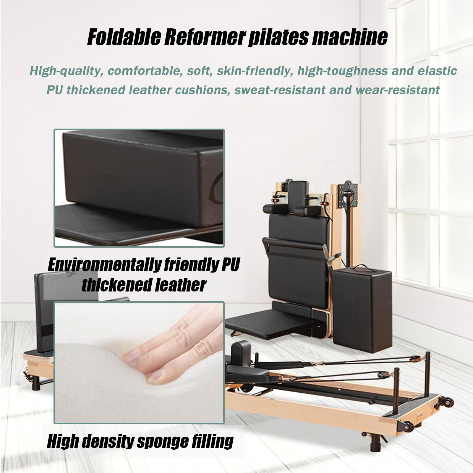Pilates Reformer Machine - Składany sprzęt do treningów domowych - drewniana wielofunkcyjna konstrukcja do rozciągania i równowagi