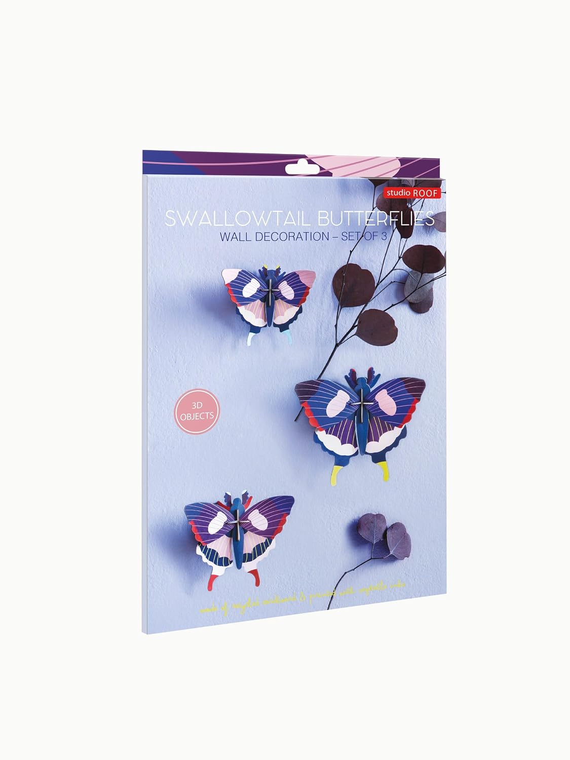 STUDIO ROOF, Wall Art Butterfly, Swallowtail Butterflies, Set of 3, Eco-Friendly & Creative Gift