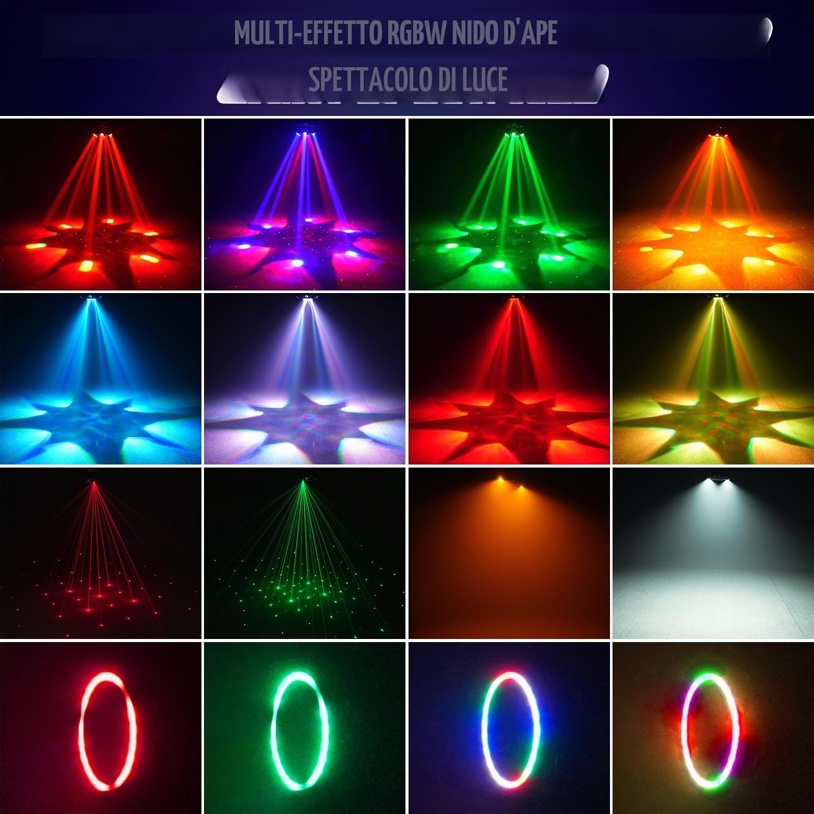 Teste Mobili LED 180W, Beam Luce da Discoteca RGBW Luci da Palcoscenico per DJ Disco Banchetti Bar Party