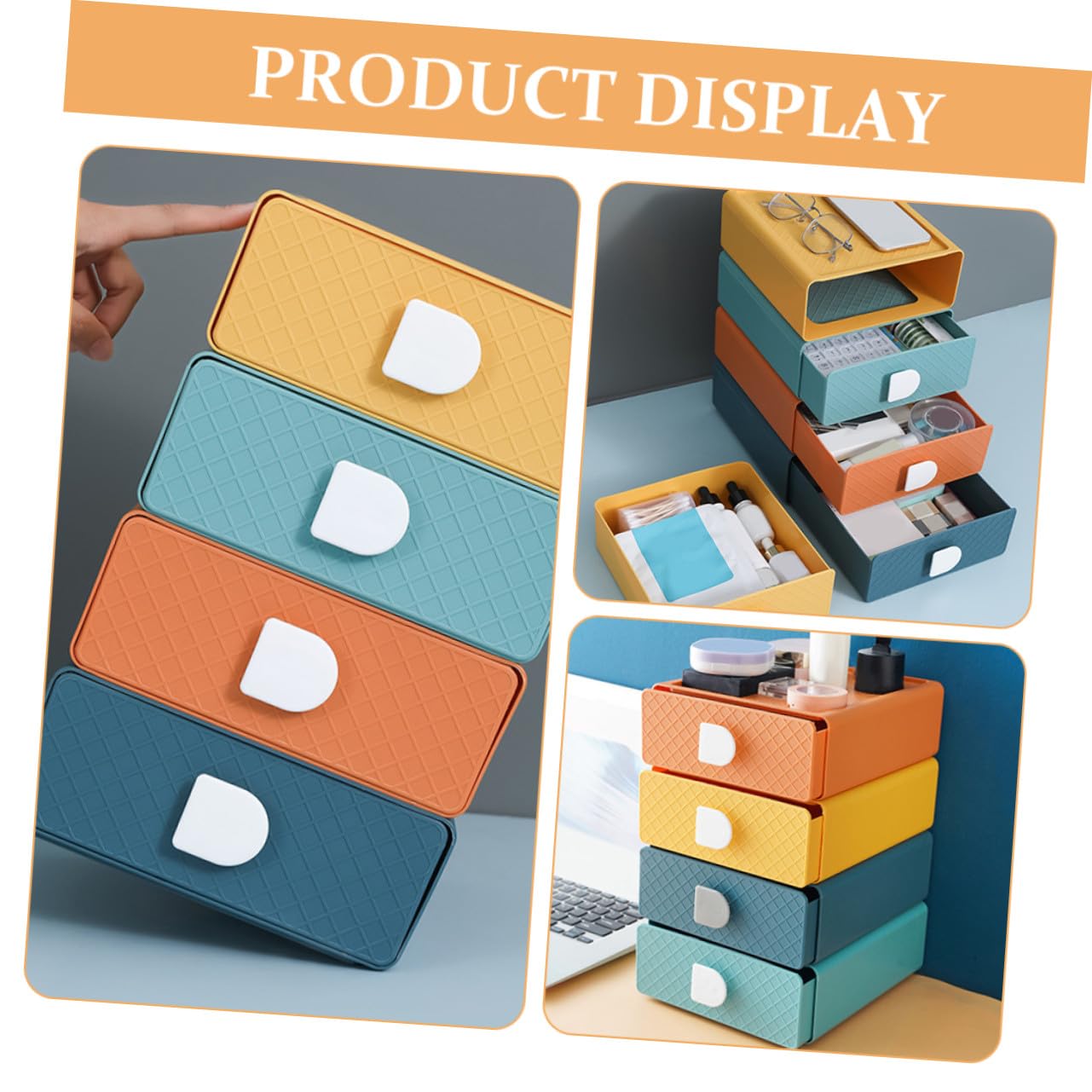 Multi-tiered Multi-function Storage Box with Large Capacity Stackable Desktop Drawer Organizer for Cosmetics Stationery And Sundries Set in And