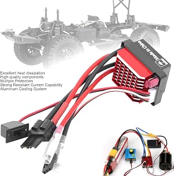 Generic RC Crawler Car Waterproof 360A ESC - Bi-Directional Climbing Drag Brake - Automatic Throttle Calibration - Fits All Vehicle Models - Black Red #1