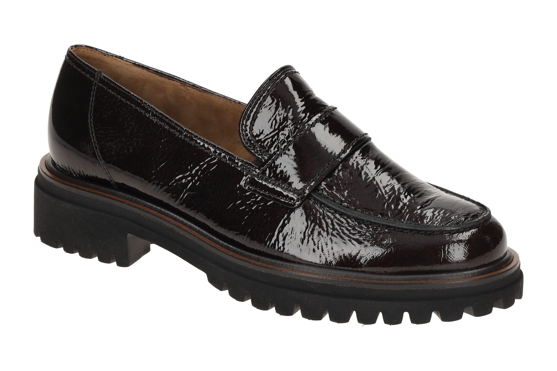Paul Green Damenschuhe Plateau Slipper Braun Lack 2683