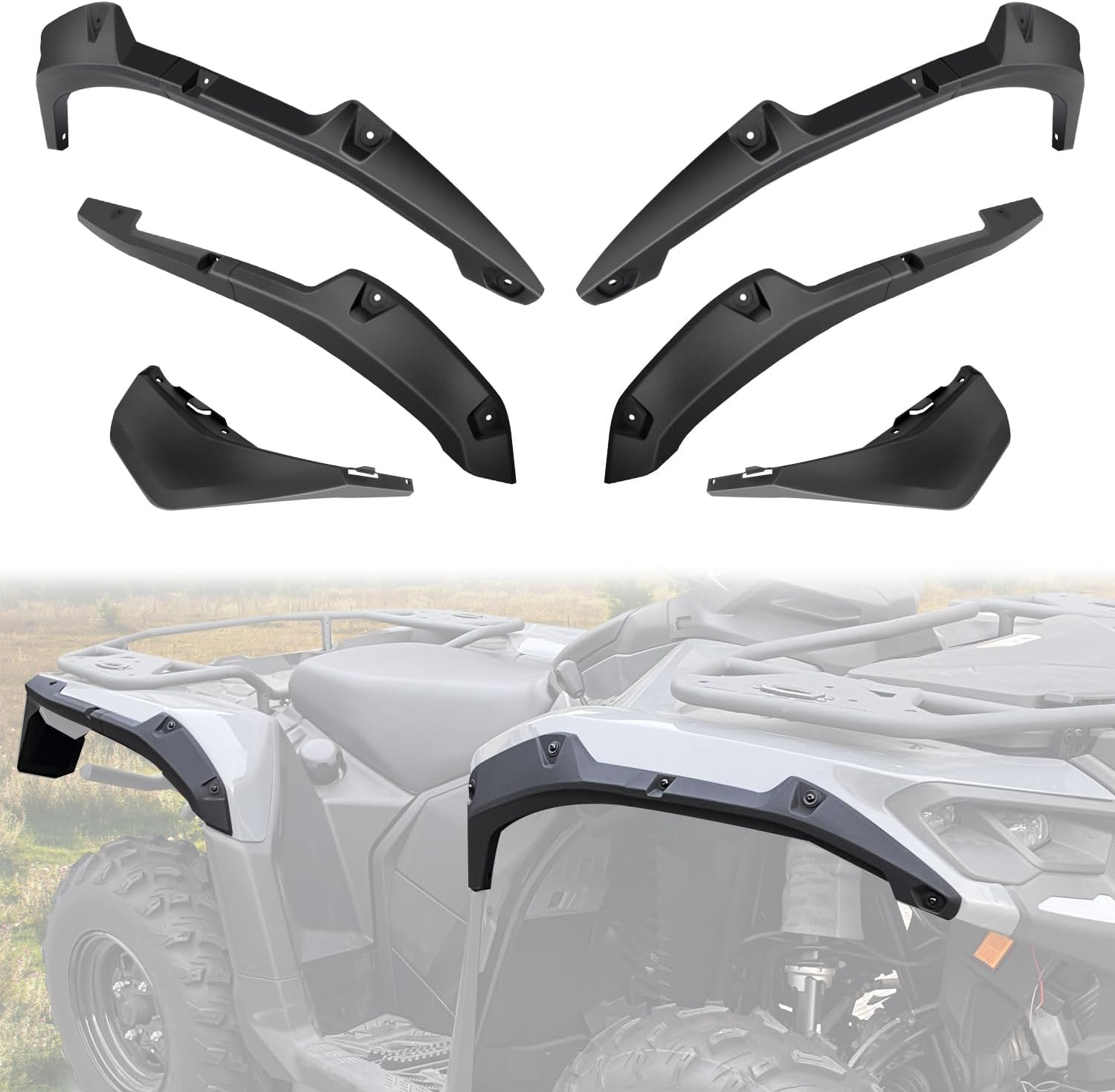 Fender Flares for Outlander 500 700 2023+, Combined Front & Rear Mud Flaps Kit Compatible with Can Am Outlander 500 700 G3L/Max/PRO/Max PRO 2023 2024 2025 Accessories Full Coverage Mud Guards