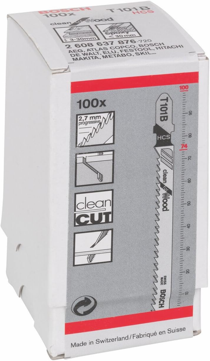 Bosch 100x T 101 B Clean for Wood Jigsaw Blade (for Softwood Plywood, Length 100 mm, Professional Accessory Jigsaw) - Image 4