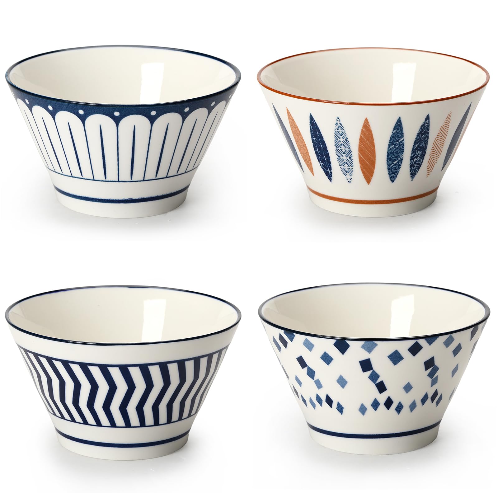 ZPPLD Cereal Bowls Set,Porcelain Dessert Bowls, Soup Bowls,Ceramic Rice Bowl,4.75 Inch Serving Bowls for Rice,Ice Cream,Soup,Breakfasts,Noodles, Microwave and Dishwasher Safe (3)