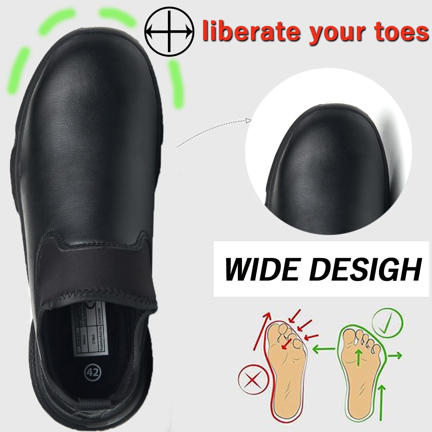 Non Slip Work Shoes for Men Women Water & Oil Resistant Chef Shoes Comfortable Slip Resistant Chef Footwear for Restaurant Hospital - Image 4