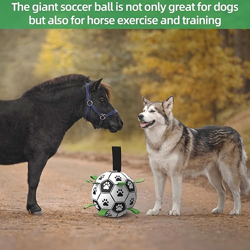 Miniatura 6 de Juguetes para perros, pelota de fútbol extra grande con correas, juguetes interactivos para perros para tira y afloja, regalos de cumpleaños para