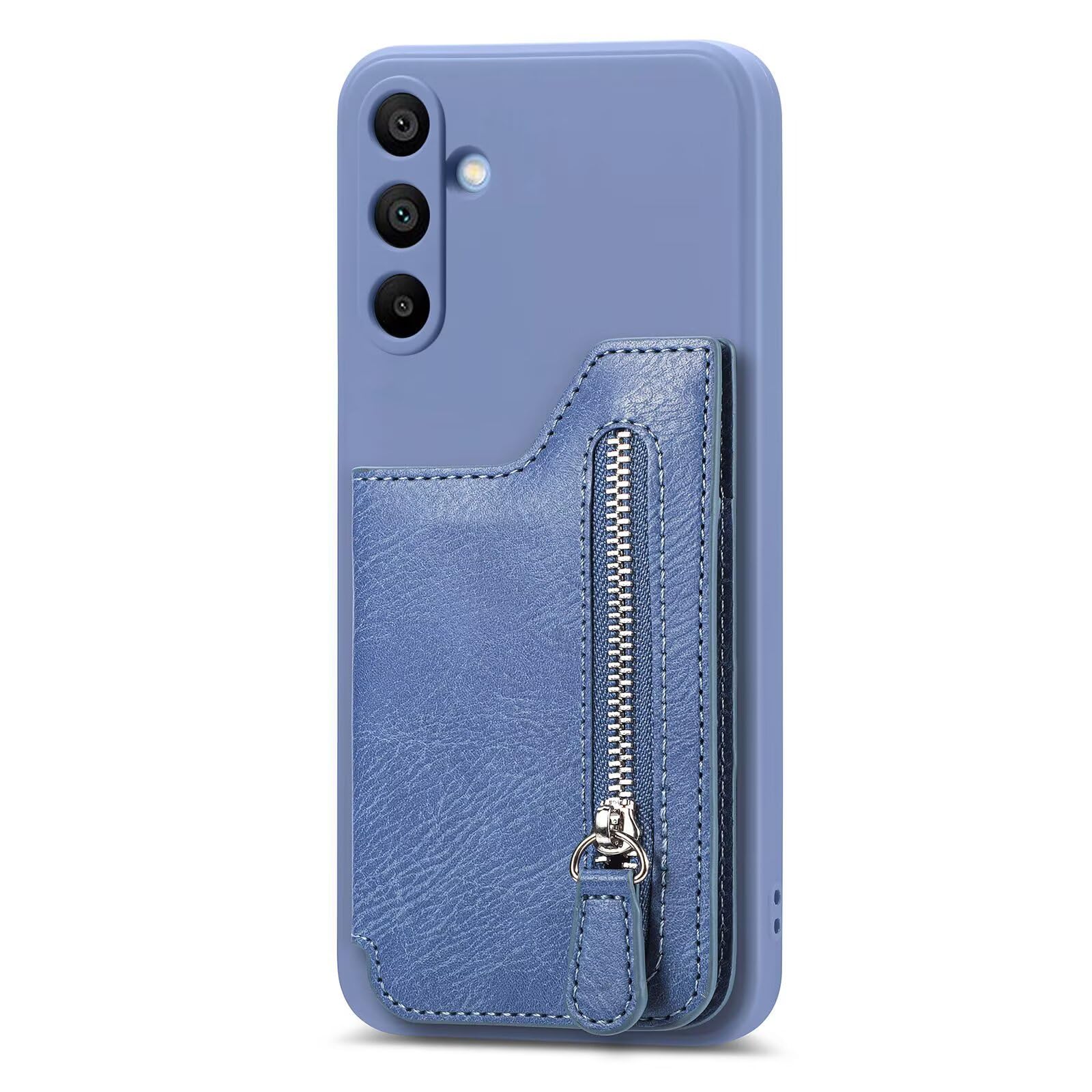 Flip Wallet Case for Huawei Y7 2019 / Y7 Prime 2019 Cover,PU Leather Card Slots Holder Kickstand Stand Zipper Pocket Magnetic Car Mount Durable Shockproof Protective Phone Case-Blue