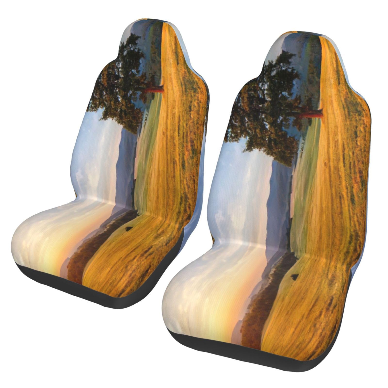 Fundas de asiento universales con estampado de hierba dorada para renovar tu coche (2 uds) 8