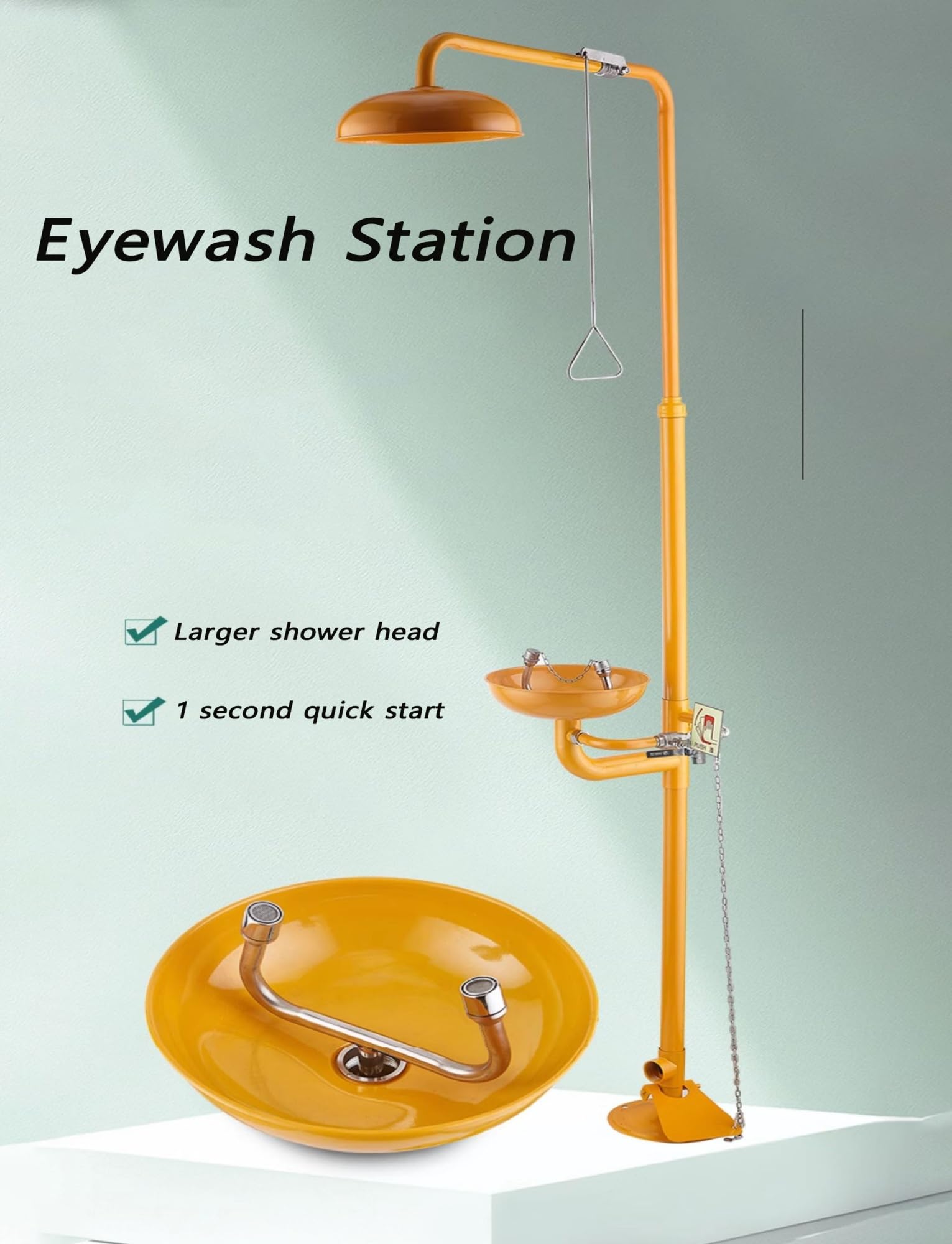 Estación lavaojos de emergencia de acero inoxidable con ducha combinada, ducha de seguridad, for uso en plantas químicas y laboratorios.(Color 3,Pedal model)