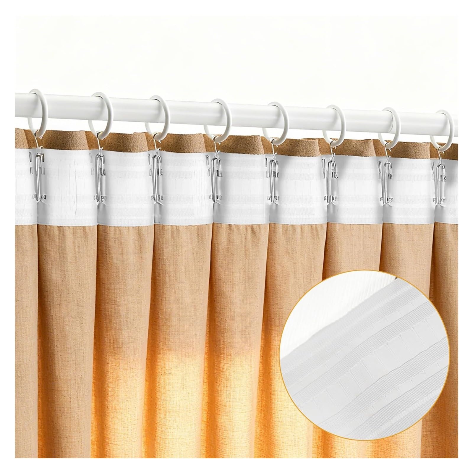 Rufflette pour Rideaux Bande de Rideau multifonctionnelle, Bande d'en-tête for Rideaux, Bandes plissées pincées, à tête étroite, Ceinture en Tissu(6m)