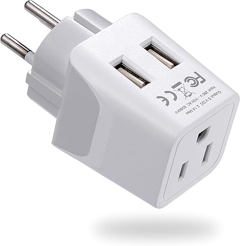 Miniatura 12 de Ceptics Brasil - Juego de enchufes de viaje, con 2 USB + entrada de enchufe de EE. UU., tipo C y tipo N, ultra compacto, conexión a tierra segura