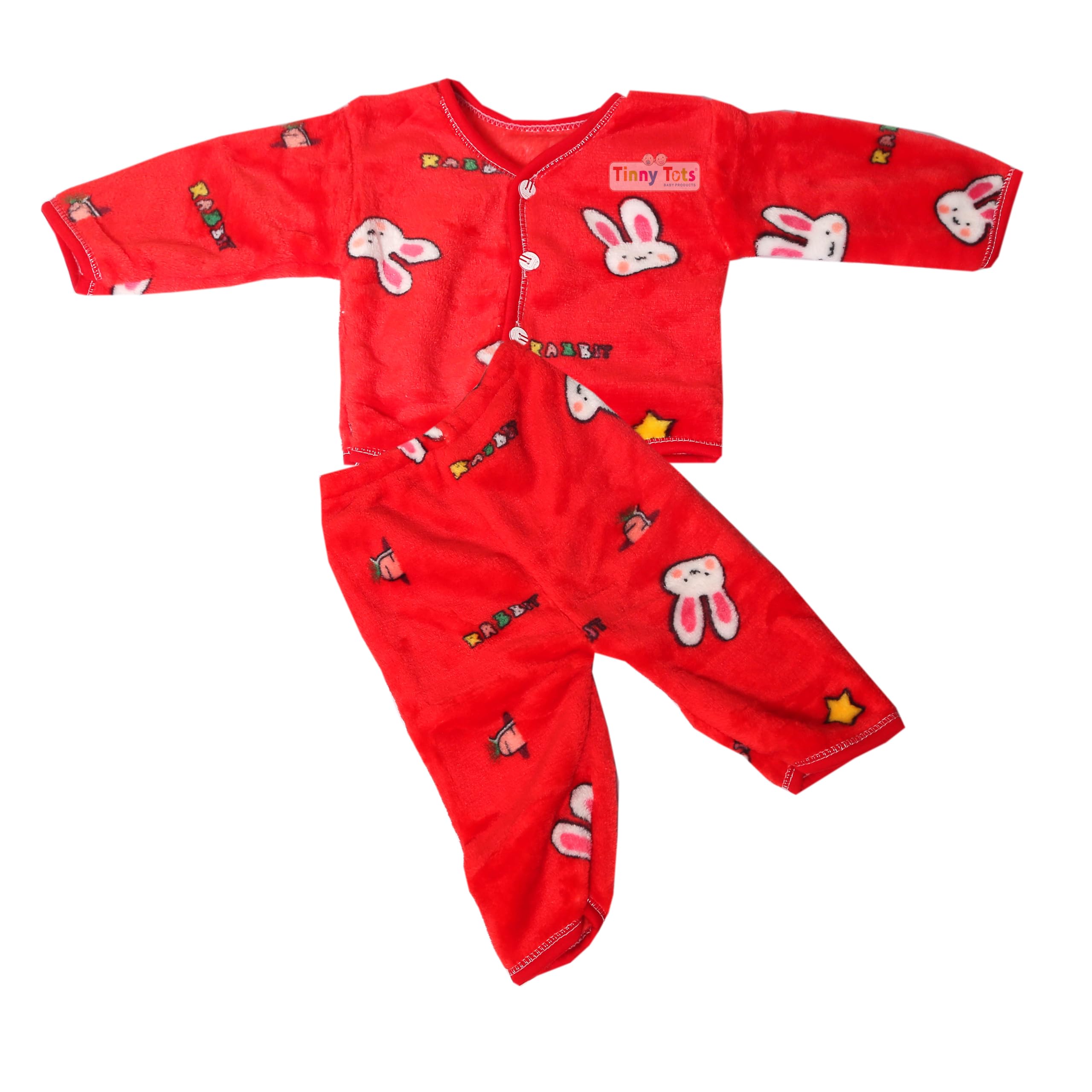 Jingle Kids Baby Boys Girls Infants Shearing Velvet Full Sleeves Winter Wear Baba Suit/Night Suit/Baby Set Extra Soft Top Coords Infant Essential Shower Gift 0 to 3 Months