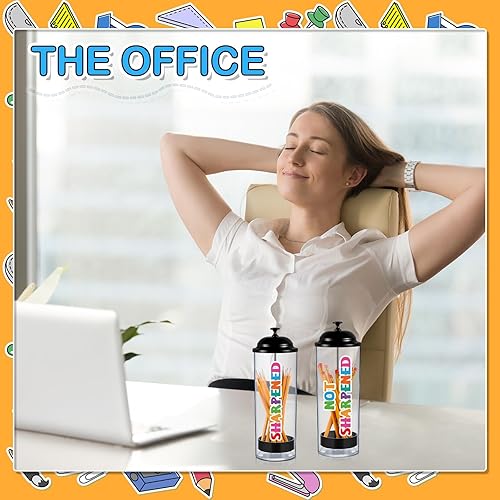 Miniatura 6 de Yaomiao Dispensador de lápices de plástico con tapas o estuche de plástico con calcomanías para almacenamiento de profesores, bolígrafos,