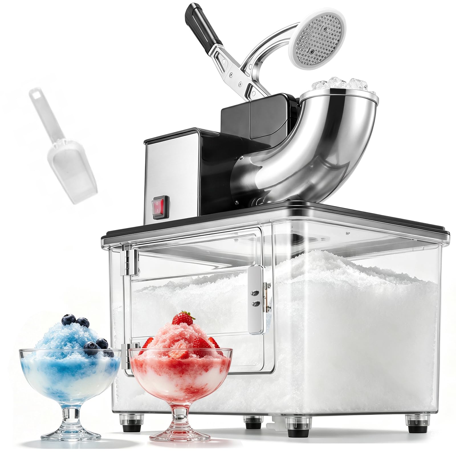 Photo 1 of VEVOR Commercial Ice Crusher 661LBS/H, 350W Electric Snow Cone Machine with 4 Blades, 2000RPM Stainless Steel Shaved Ice Machine with 11 Gal Crushed-Ice Box, for Family Restaurants Bars, Black
