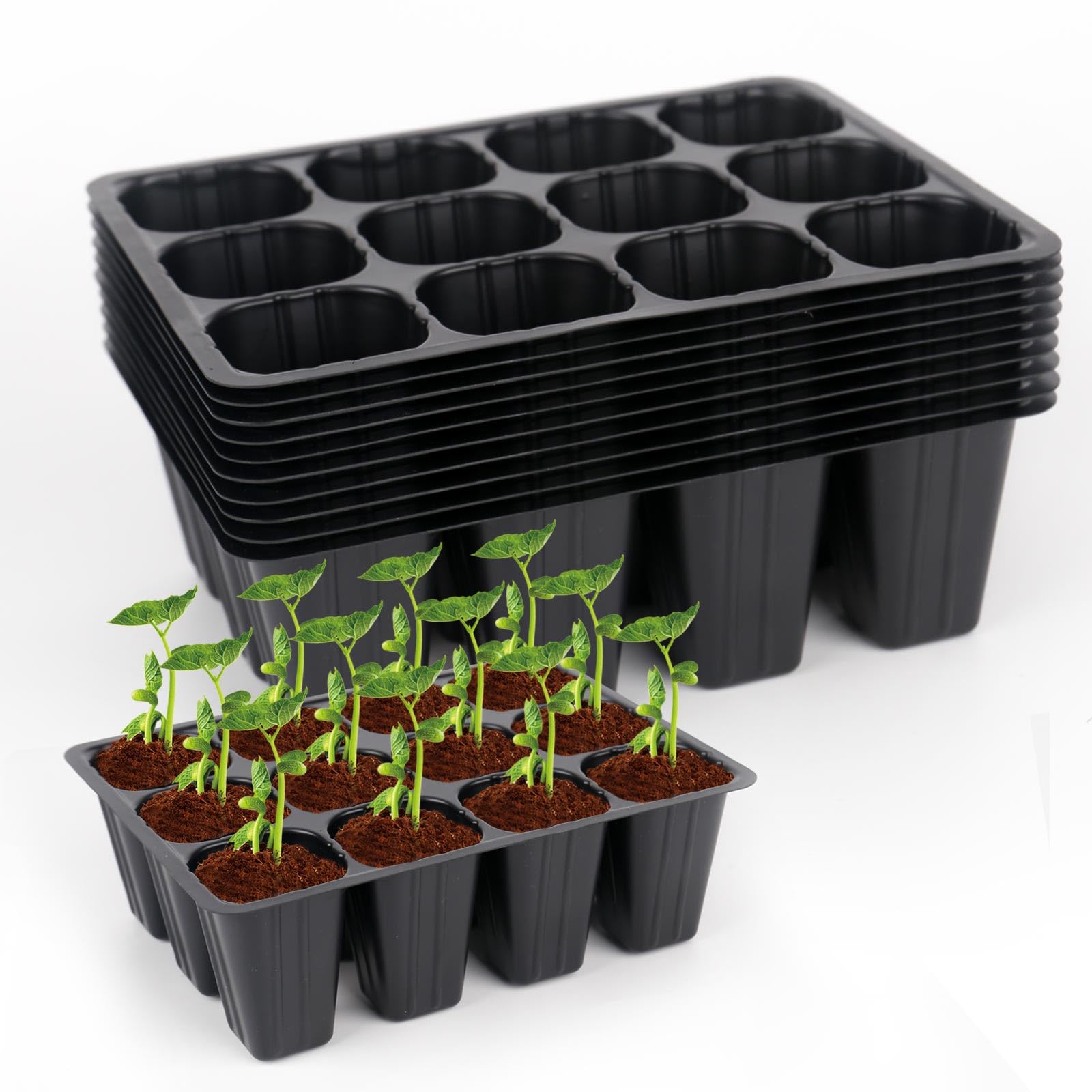 Jnomove Seedling Plug Trays 120 Cells, Reusable Seed Starter Container 10 PCS, Garden Care Seed Tray Inserts, Seed Tray Cell Inserts with Holes for Nursery Growing Plants Germination Propagation