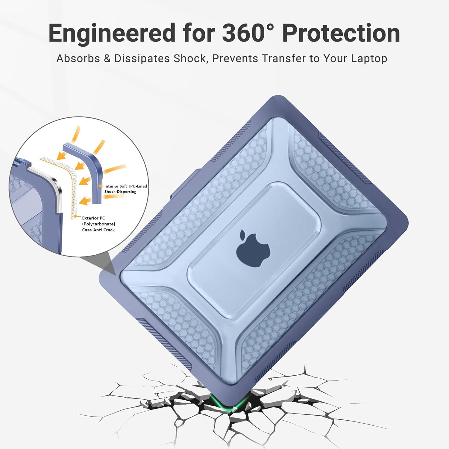 MOSISO Compatible with MacBook Air 13 inch Case M5 2026 M4 2025 M3 M2 2024-2022 A3449 A3240 A3113 A2681, 2 in 1 Kit Honeycomb Heavy Duty Hard Case with TPU Bumper for MacBook Air 13.6, Navy Blue