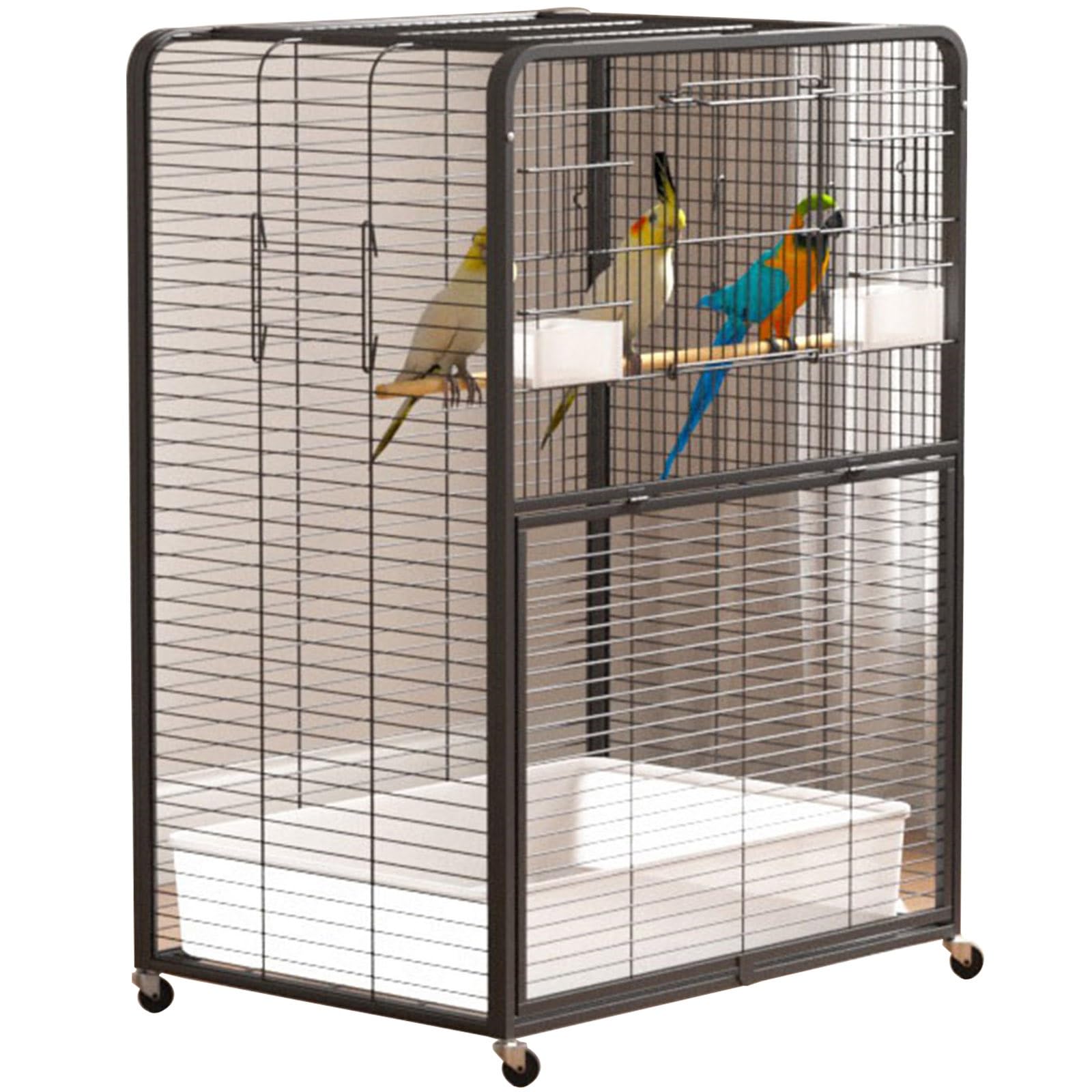 Vogelkäfig mit offenem Dach für den Innenbereich, Flugvoliere für Sittiche und Nymphensittiche, geeignet für kleine Vögel