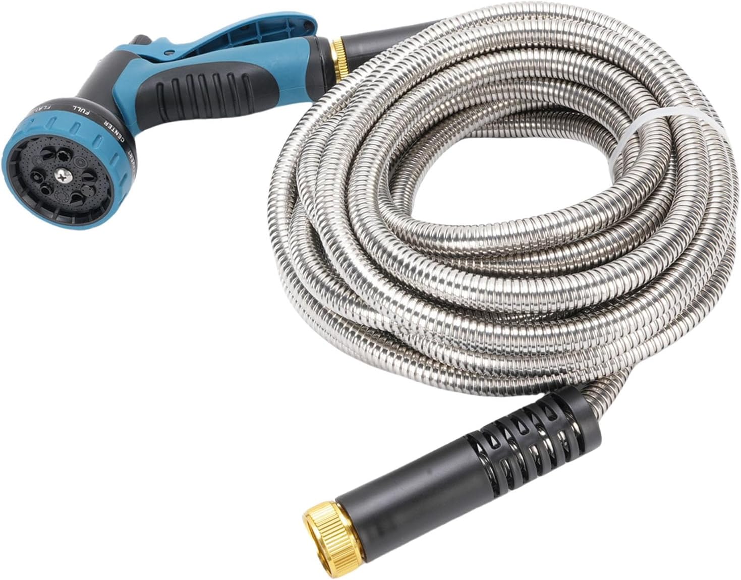 Fafeicy Stainless Steel Garden Hose, 7.5m Flexible Water Hose with Sprayer for Car, Lightweight Portable Anti Rust Anti Tangling