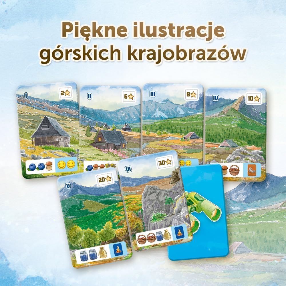 Trefl - Cinque Peaks - Gioco da tavolo per famiglie sull'escursionismo in montagna, carte d'azione, tavolo costruito durante il gioco, bellissime illustrazioni, per adulti e bambini dai 9 anni in su