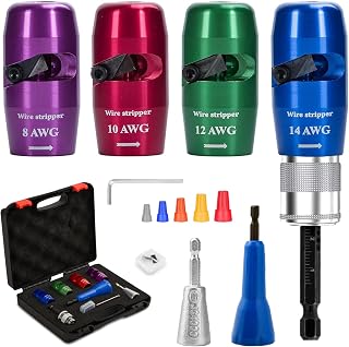 Drill Wire Stripper, Drill Stripping and Twister Kit 8/10/12/14 AWG Gauge, Impact Stripper with Connector Nut, US Regulations Portable Wire Twister Tool for Home Electrical