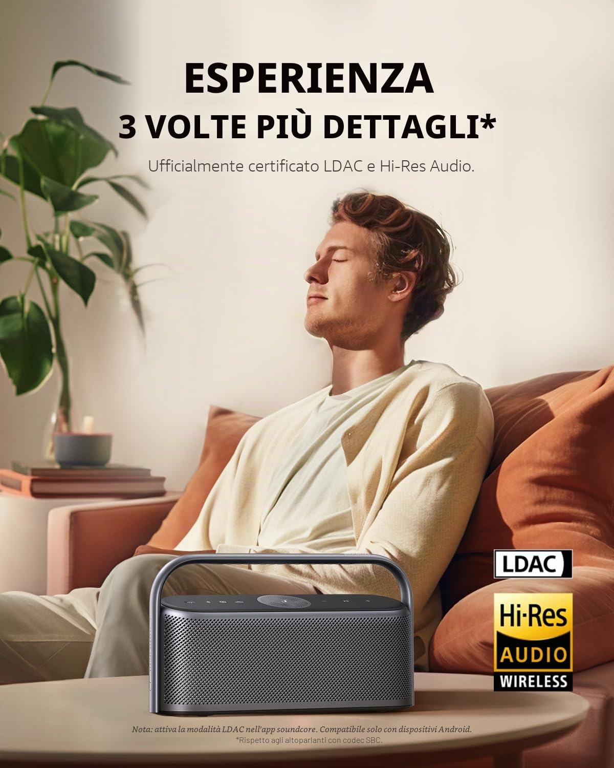 Soundcore Motion X600 Cassa Bluetooth Portatile con audio spaziale ad alta risoluzione wireless, cassa bluetooth potente 50 W, IPX7, 12h, AUX