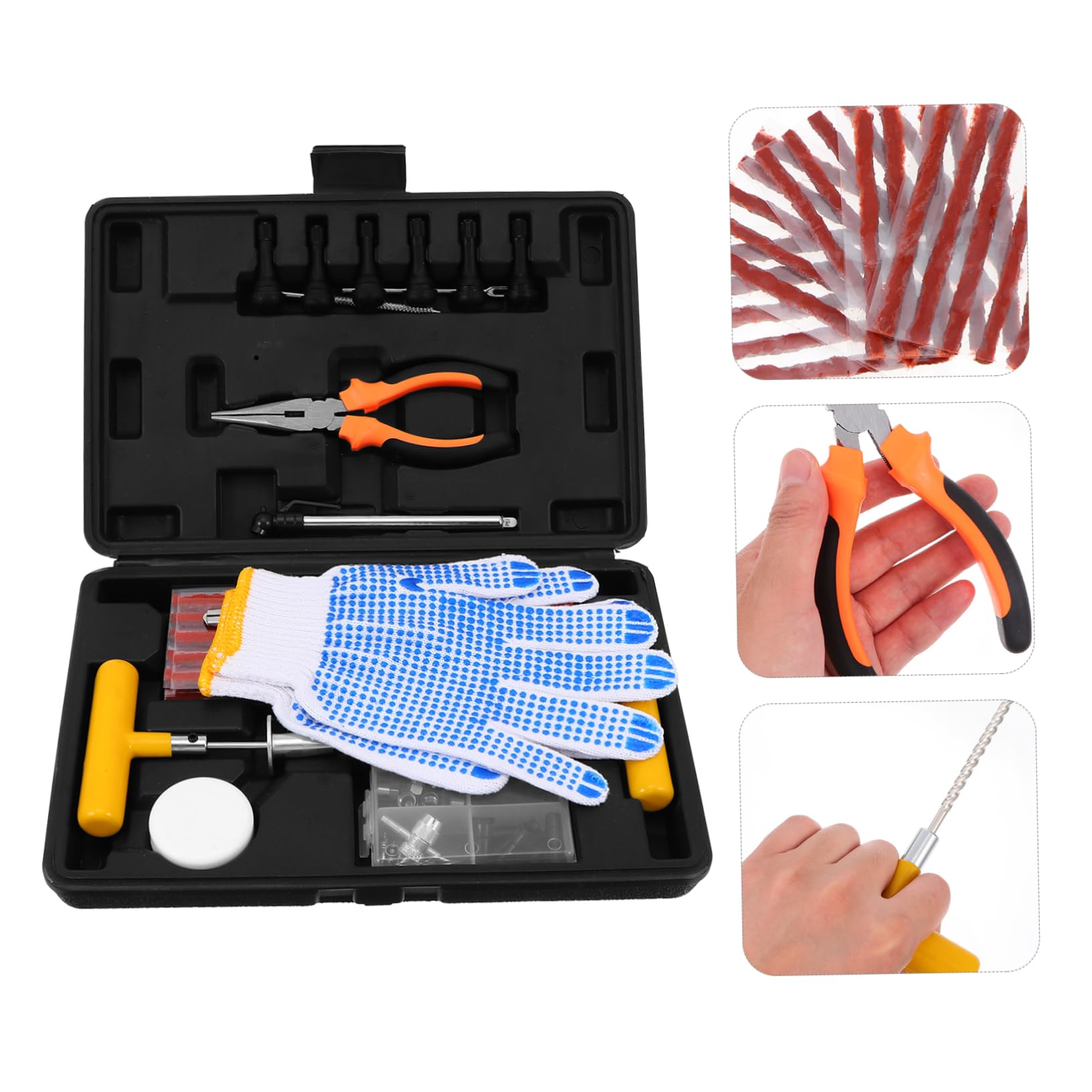 Cabilock Autoreifen Reparaturset aus Stahl Leicht und Tragbar und 100 Stück Gummi Aluminiumlegierung Kunststoff für Autoreparatur