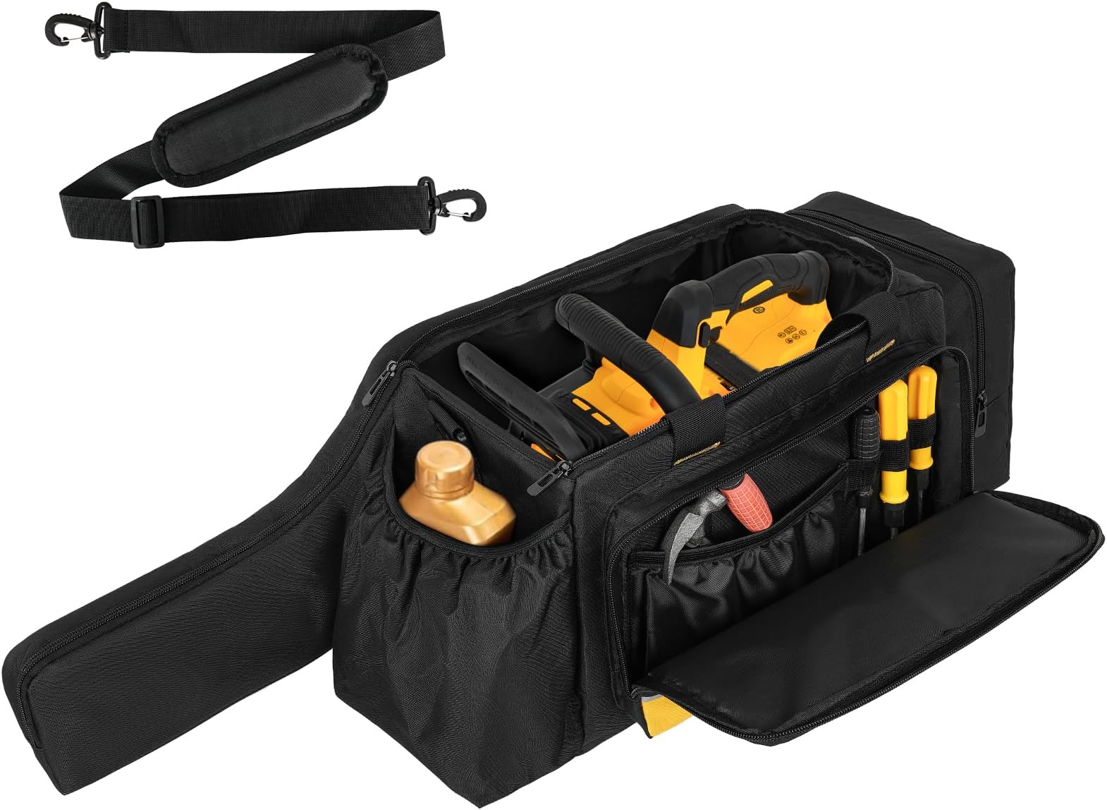 Chainsaw Case,Waterproof Chainsaw Storage Bag Compatible with DEWALT & Ego & Greenworks 10Inch 12Inch Cordless Power Chainsaw&Accessories, Black&Yellow