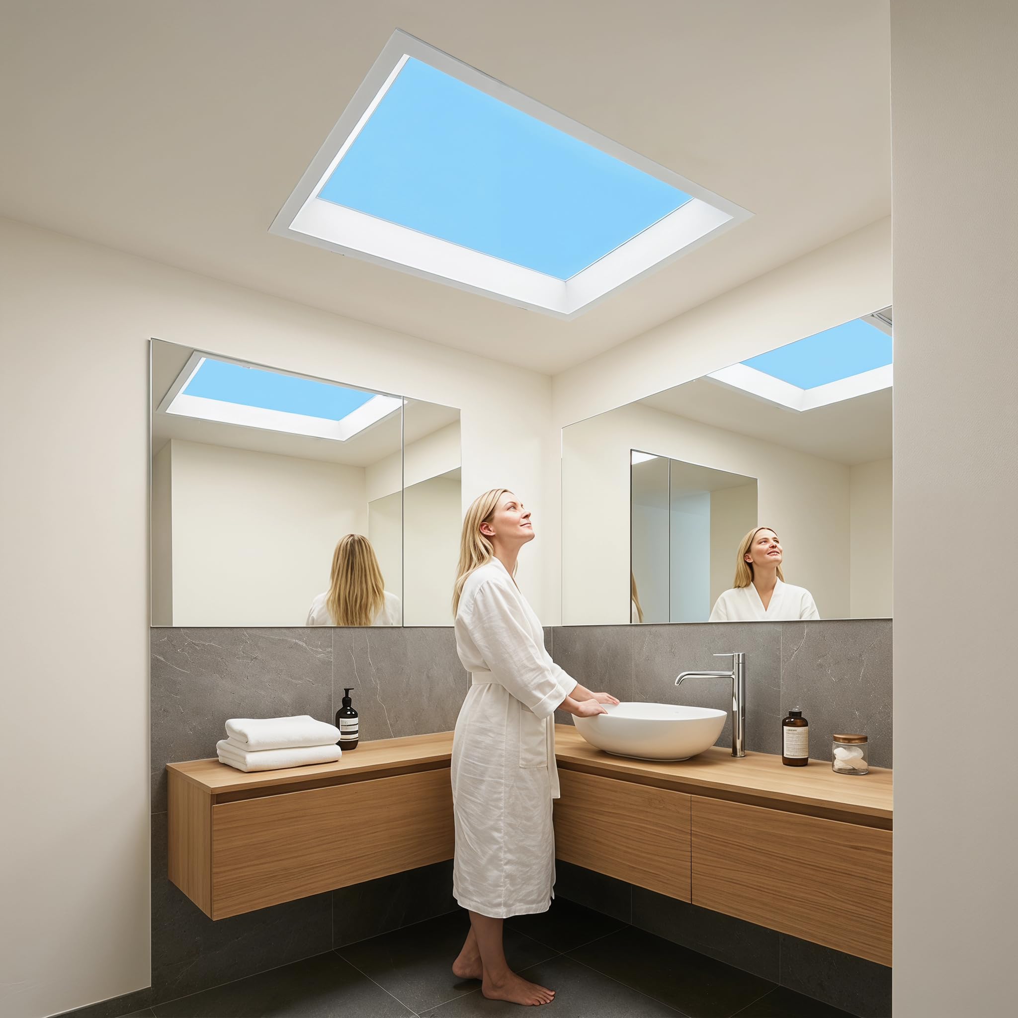 BARCELONA LED Pannello LED Effetto Cielo 45W 3375lm 60x30cm | CCT 1800K-20000K | Luce Circadiana Intelligente | Controllo Tuya Bluetooth + Telecomando | Pannello Skylight Ultra