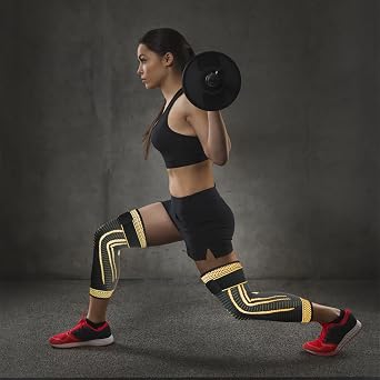 Copper Long Knee Braces for Women and Men Full Leg Compression Sleeves Anti Sliping Ventilation Long Knee Support with Wraps for ACJ, PCL, Meniscus Tear, Arthritis 2 Pack