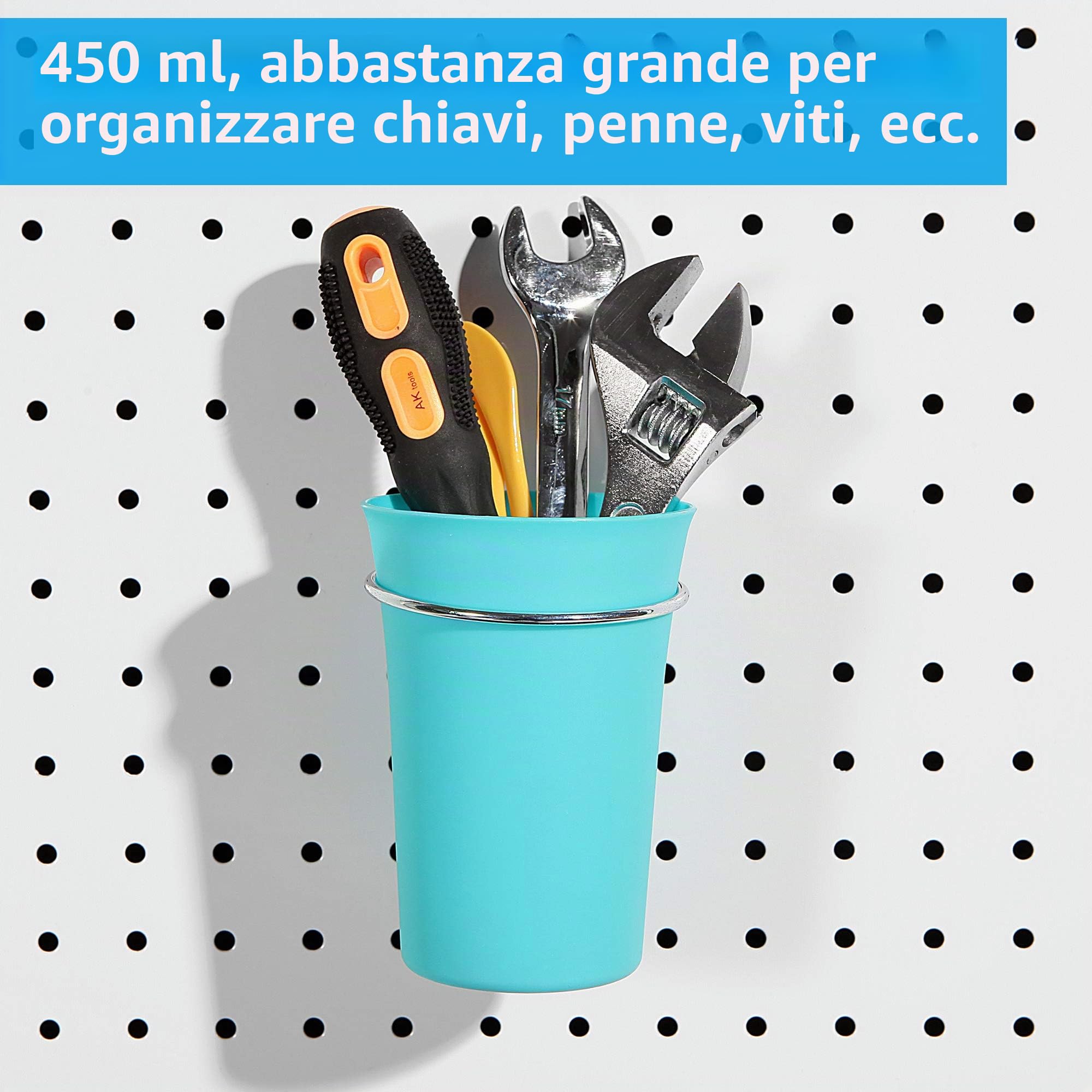 Frimoony Ganci per pannello forato con contenitori, serrature a pioli, per organizzare vari utensili, 204 pezzi, 80 dei quali sono blocchi di chiusura