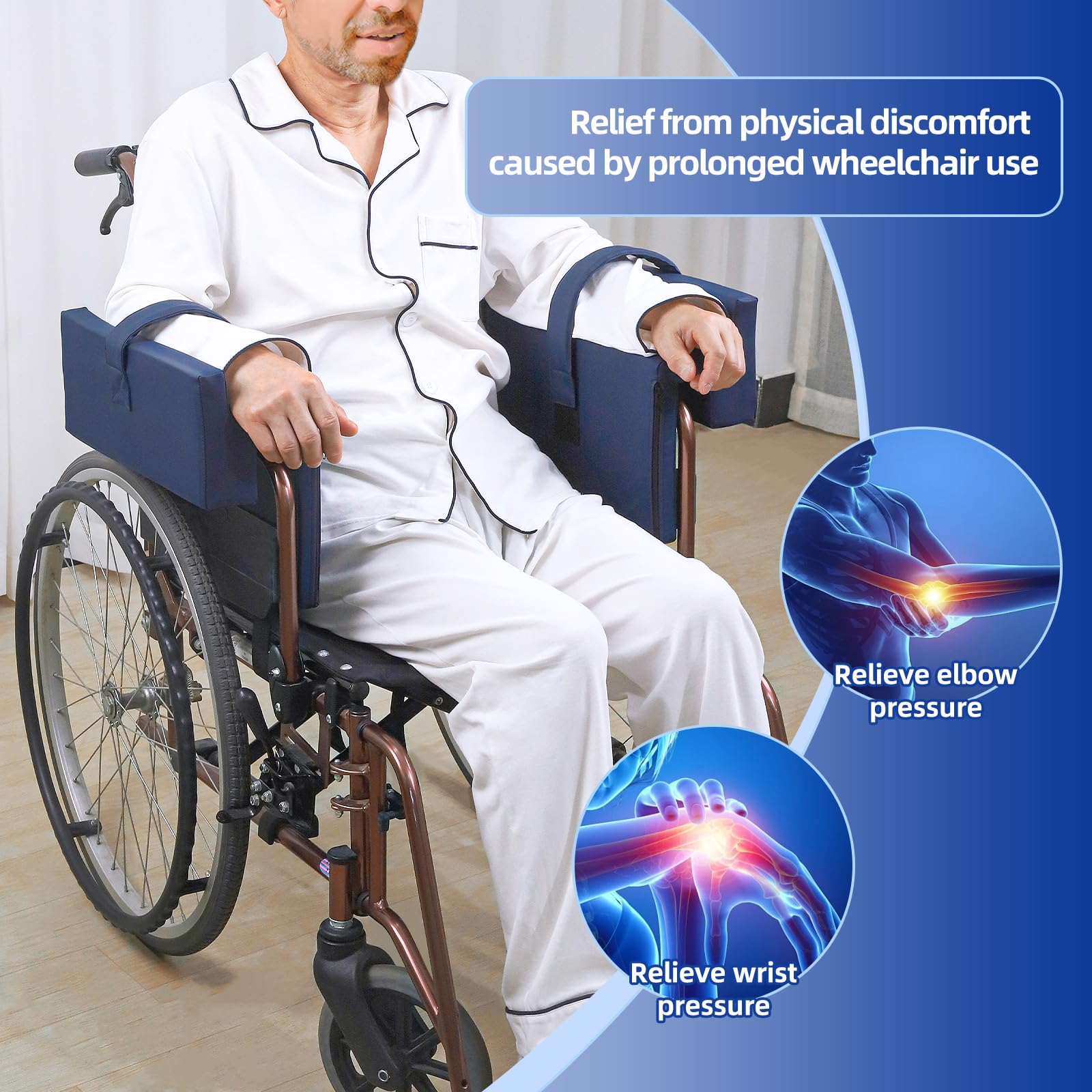 wefaner 1 paire de coussinets d'accoudoirs imperméables avec accoudoirs en mousse pour un soutien latéral - Stabilisez le tronc et contrôlez l'inclinaison dans les fauteuils roulants