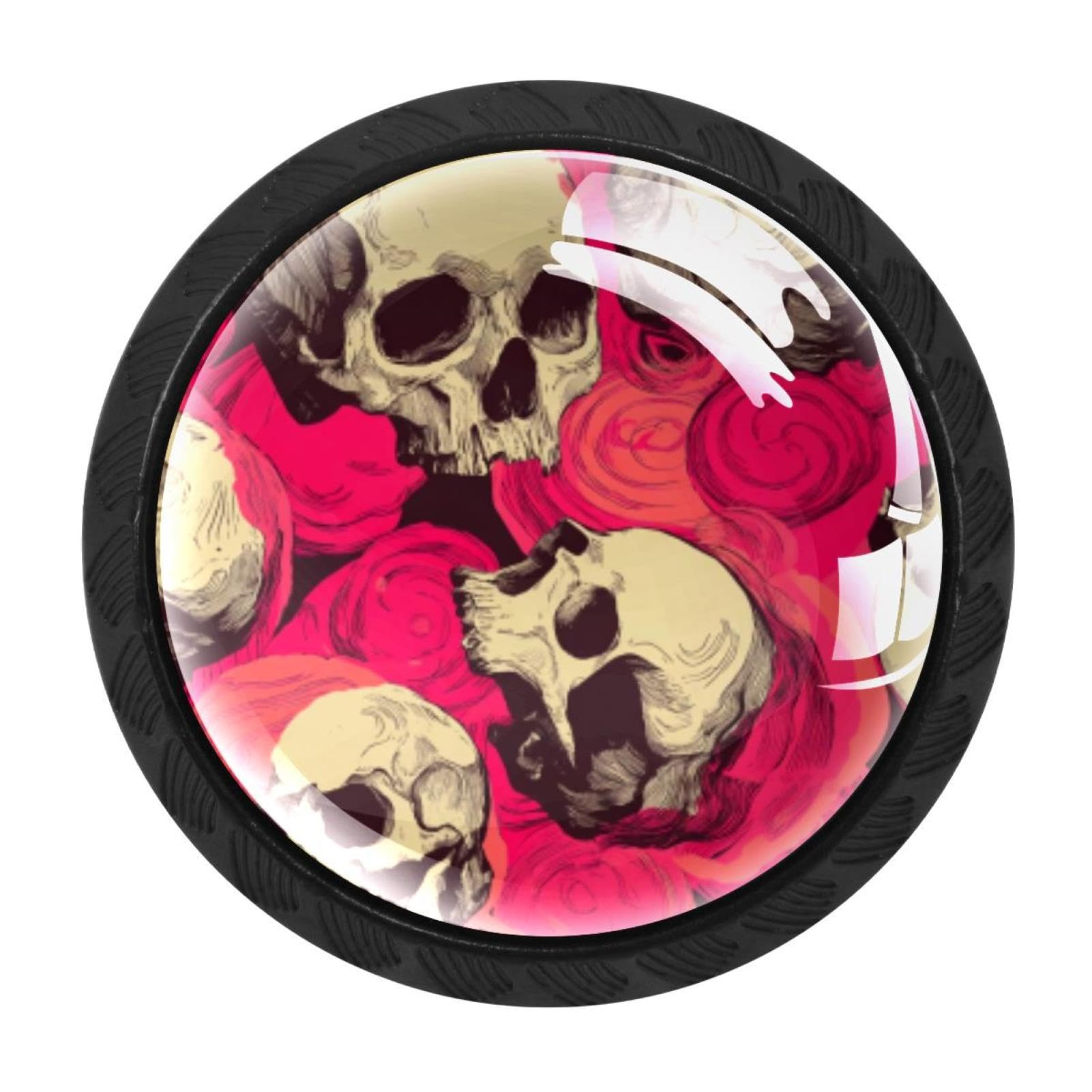 CHENZZZZ 4 Pack Cabinet Handles Black Skull Pattern (3) Cabinet Knobs Draw
