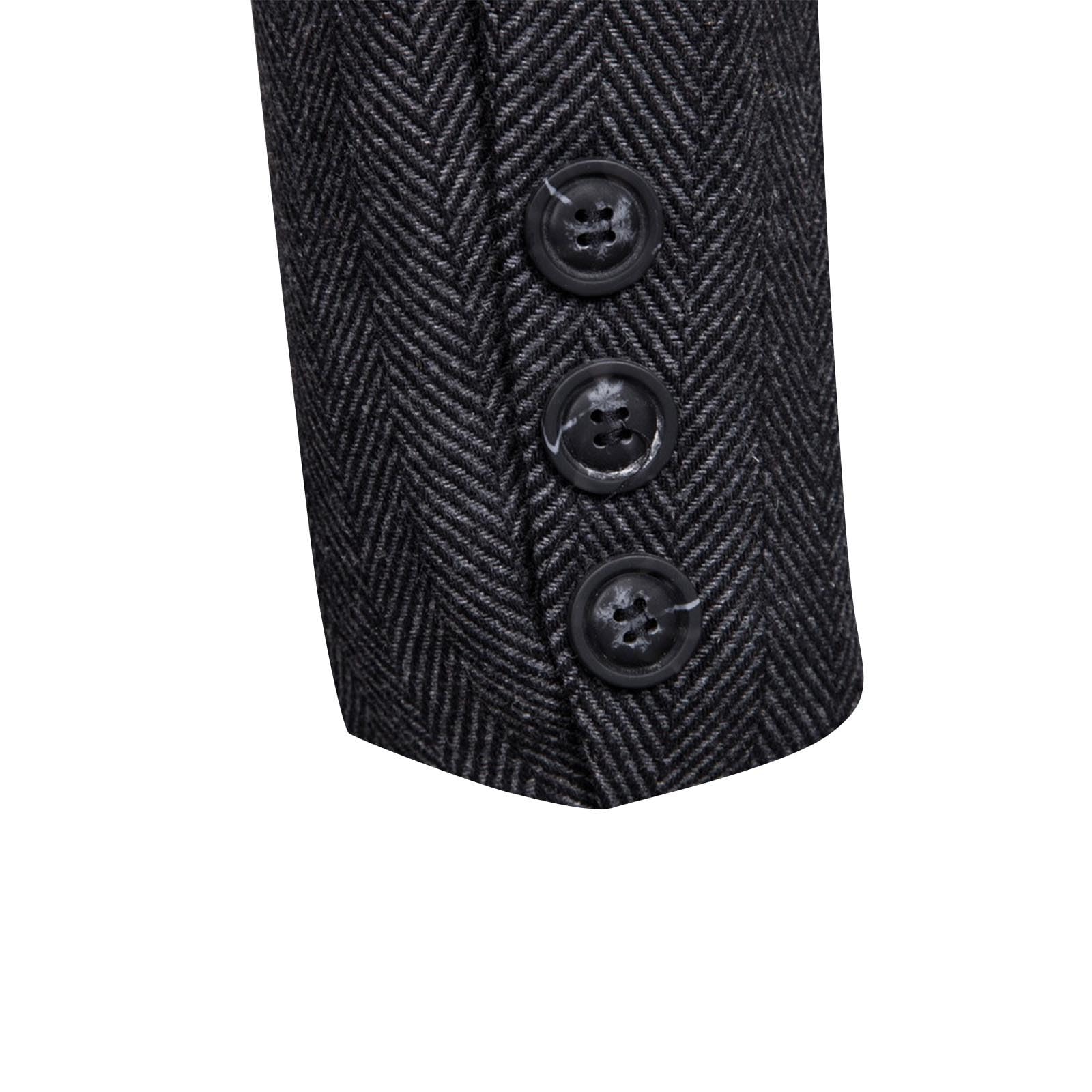 Cappotto Elegante Invernale Uomo Cappotto a Vento Uomo in Due Pezzi Falsi Slim Tinta Unita Cappotto di Media Lunghezza con Bottoni Collo alto a Maniche Lunghe Tasche Cappotto Sottile alla Moda Casual