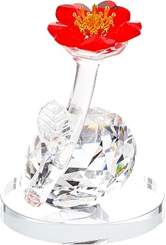 Qianwei Sunflowers Crystal Flowers with Stems - Red Sunflower Gifts Bouquet Collectible Figurines Crystal Office Home Decor Paperweight - Glass Sun Flower for Women Mom Bestfriend Wedding Anniversary