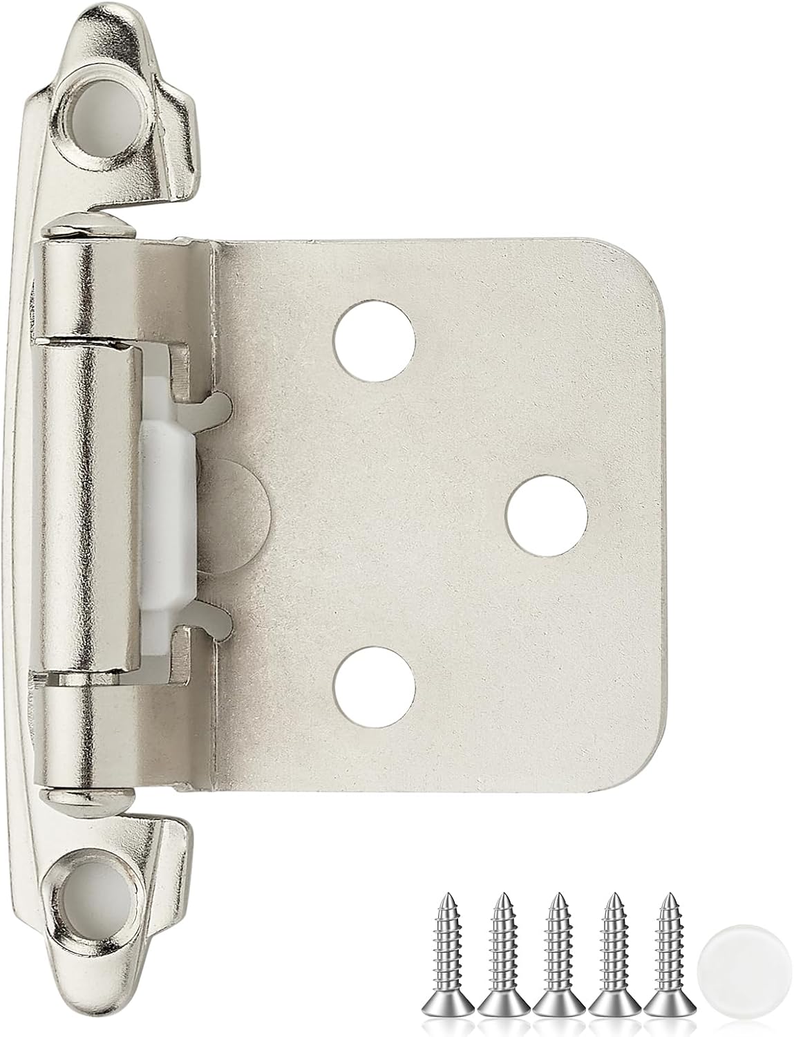 2 Pack 1 Pair Brushed Nickel Hinges 1/2 inch Overlay Kitchen