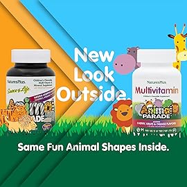 Natures Plus Animal Parade Children\'s Chewable Multivitamin - 90 Animal-Shaped Tablets - Natural Assorted Flavors - Vegetarian, Gluten Free - 45 Servings