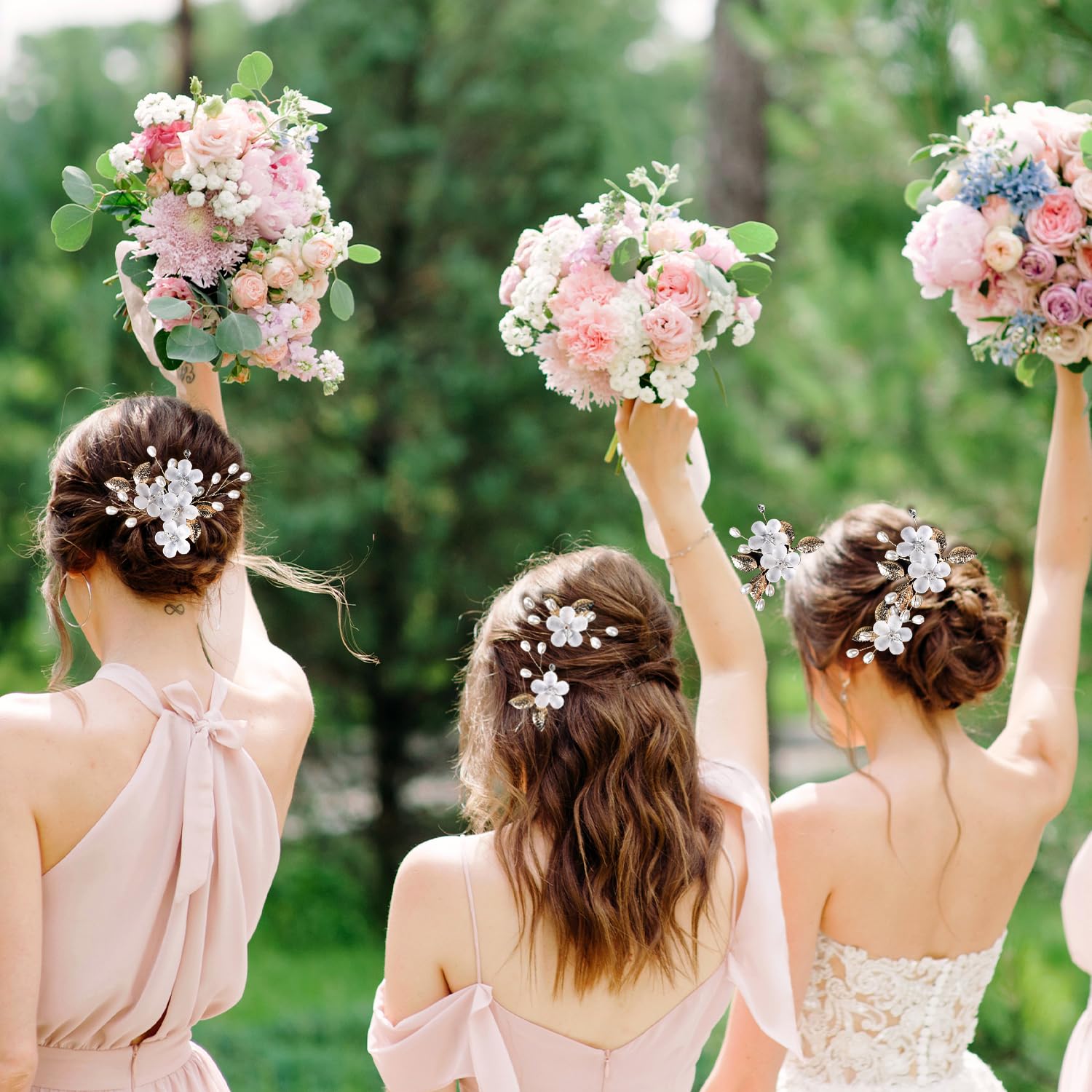 Bridal Hair Accessories for Women - Wedding Hair Pins, Flower Clips, U-Shaped Clips for Bridesmaids and Girls (Gold) - Image 3