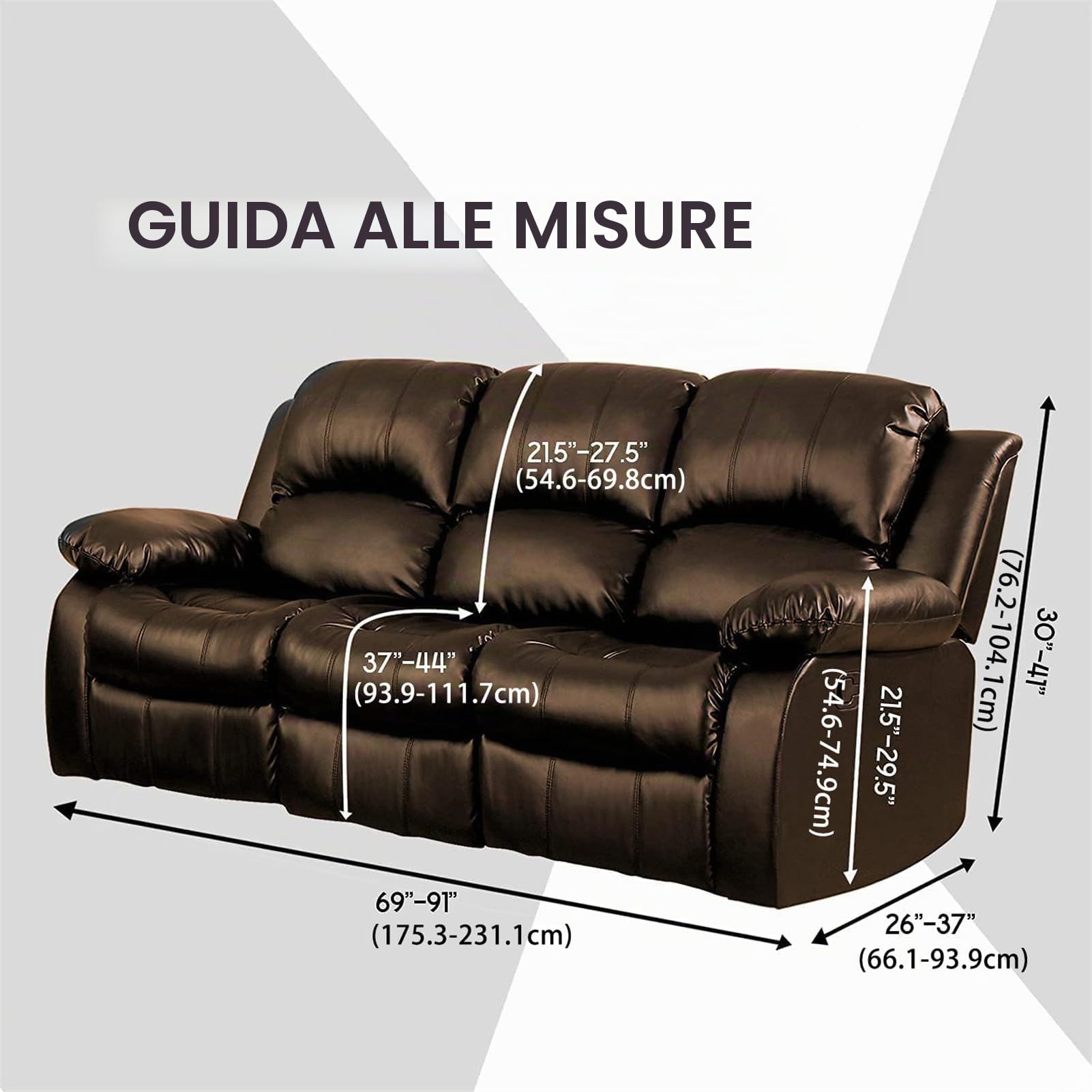 Copridivano 3 posti Copridivano Reclinabile 8 Pezzi in Elasticizzato Componibile Divano Fodera per Protezione per Mobili Reclinabili 3 Fodere per Divano Copridivano Peluche(Tauqe)
