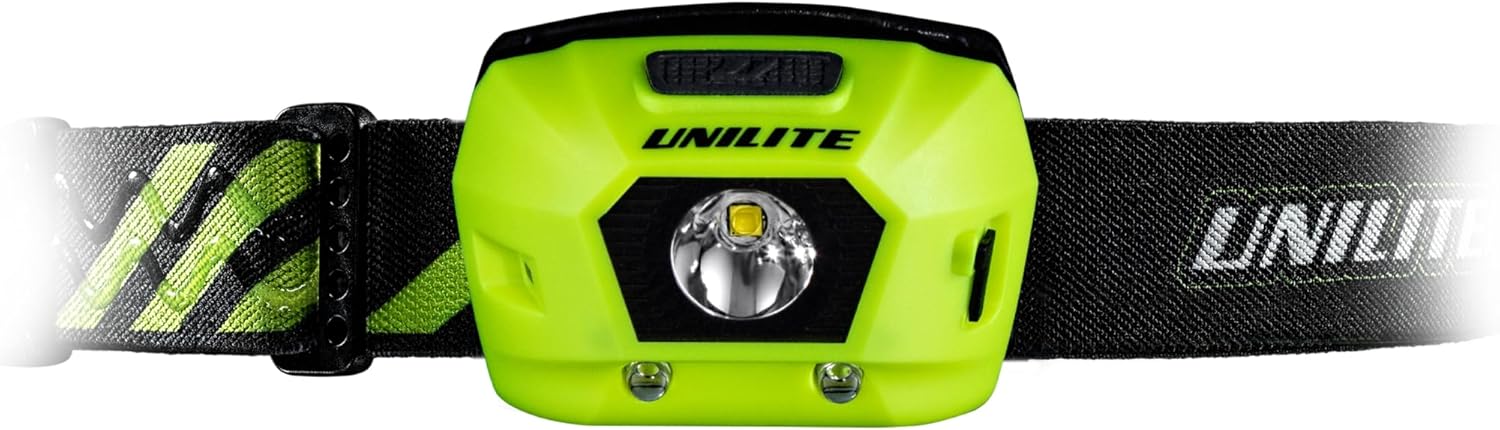 Unilite HL-4R Rechargeable LED Headlamp 275 Lumens, Red Night Vision, USB-C Charging, Waterproof, Non-Slip Silicone Headband